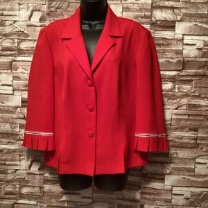 Koret Chic Red Blazer with Pleated Sleeves